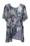 LV Collection Grey Floral Asymmetrical Hem Top