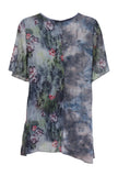 Grey Floral Asymmetrical Hem Top
