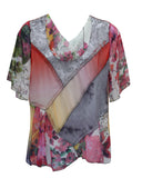 Red Floral Cowl Neck Top