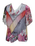 Red Floral Cowl Neck Top
