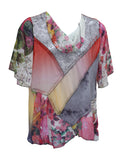 Red Floral Cowl Neck Top