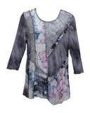 LV Collection Plum Floral & Ruffle Tunic Top