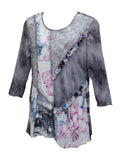 LV Collection Plum Floral & Ruffle Tunic Top