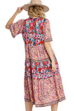 Mixed Floral Print Tiered Dress