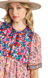 Mixed Floral Print Tiered Dress