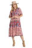 Mixed Floral Print Tiered Dress
