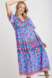 Mixed Floral Border Print Dress, Peri