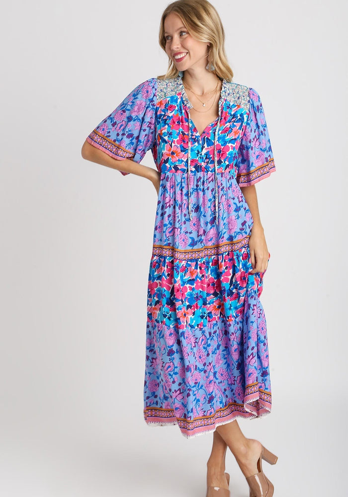 umgee mixed print border dress
