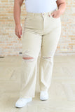 Selena High Rise Distressed 90's Straight Jeans, Bone