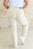 Selena High Rise Distressed 90's Straight Jeans, Bone