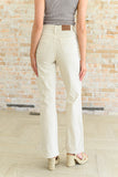 Selena High Rise Distressed 90's Straight Jeans, Bone
