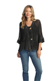 Jess & Jane Mineral Washed Cotton Mesh Cardigan