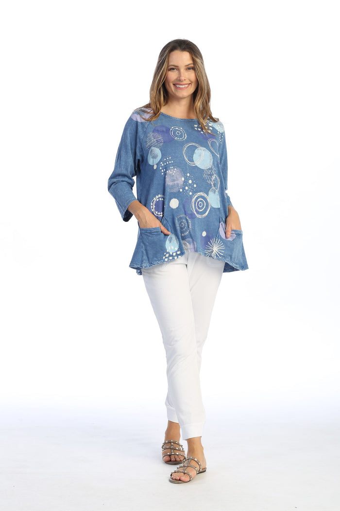 Jess & Jane Magic Dots Mineral Washed Patch Pocket Cotton Top