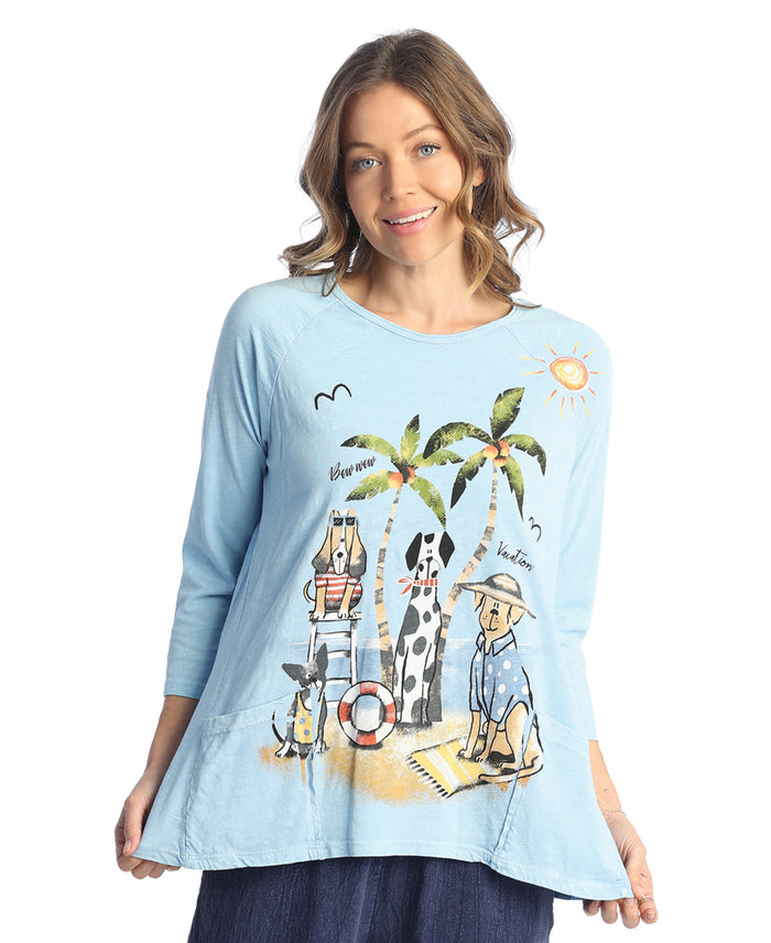 Jess & Jane Aloha Mineral Washed Patch Pocket Cotton Top