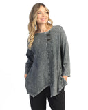 Jess & Jane Wavy Contrast Faux Wrap Mineral Washed Cotton Tunic
