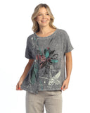 Jess & Jane Mineral Washed Cotton Rib Contrast & Pocket Top