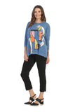 Jess & Jane Modern Art Mineral Washed Cotton Dolman Sleeve Top