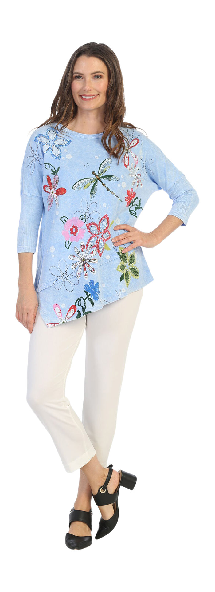 Jess & Jane Mineral Washed Cotton Dolman Sleeve Top
