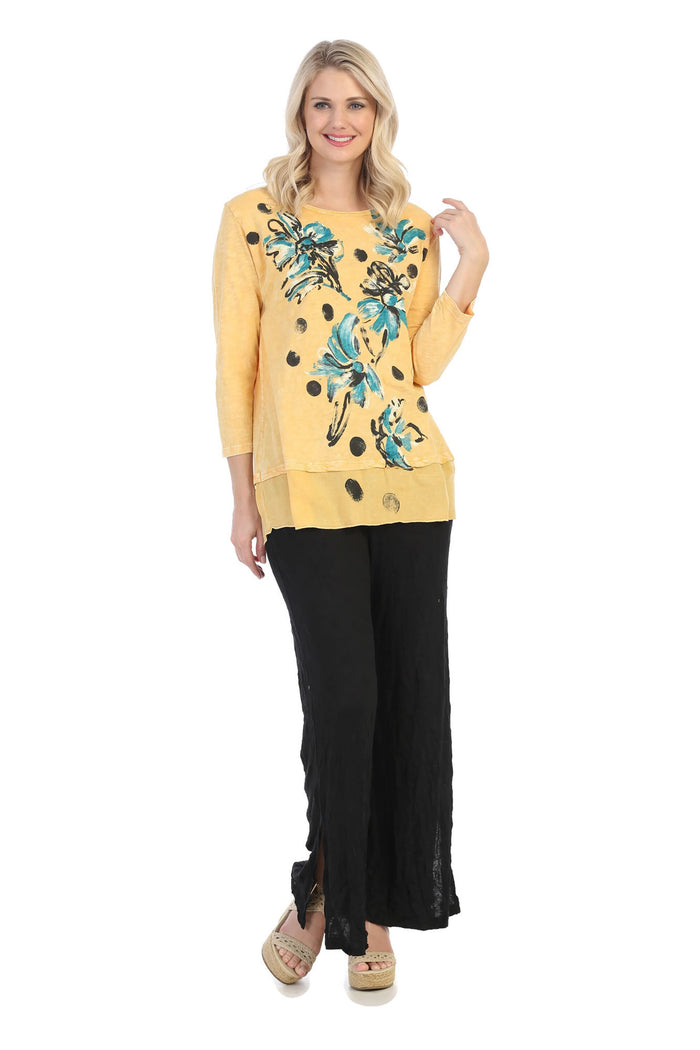 g Jess & Jane Mineral Washed Cotton Georgette Contrast Top