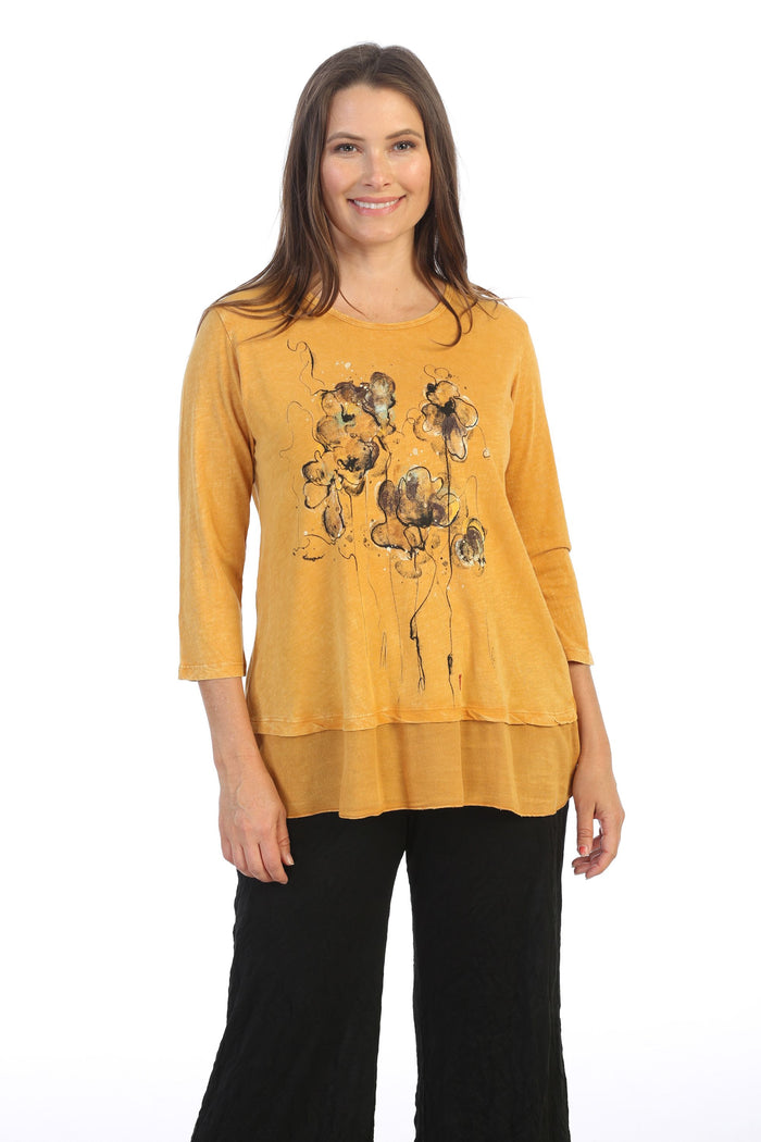 Jess & Jane Mineral Washed Cotton Georgette Contrast Top