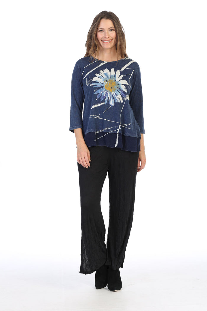 Jess & Jane Chit Chat Mineral Washed Cotton Georgette Contrast Top