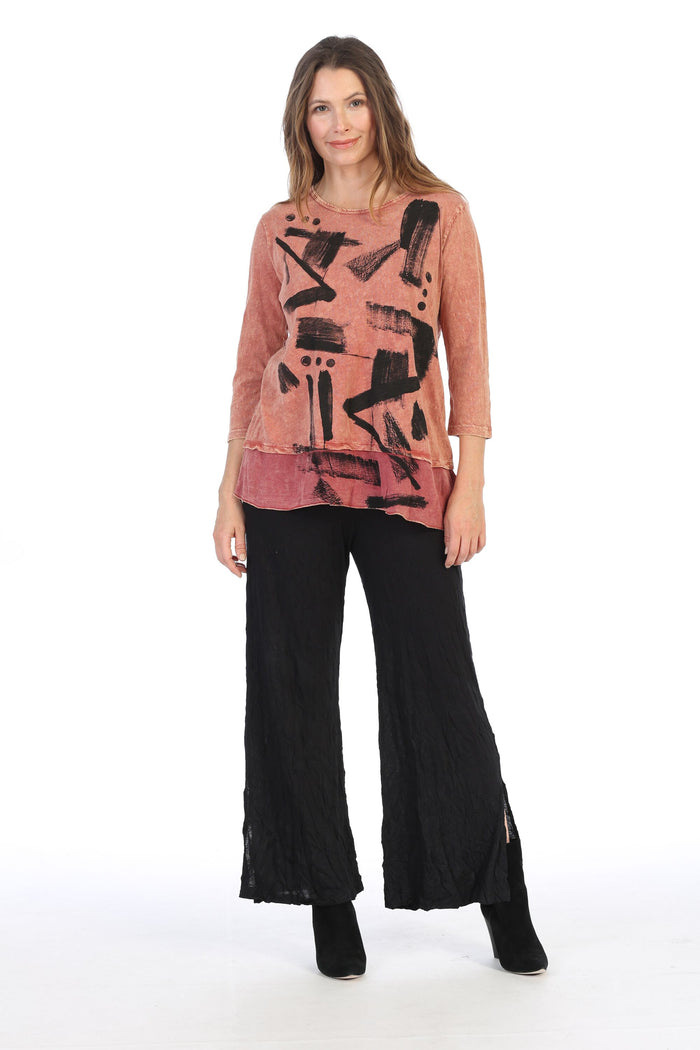 Jess & Jane Mineral Washed Cotton Georgette Contrast Top