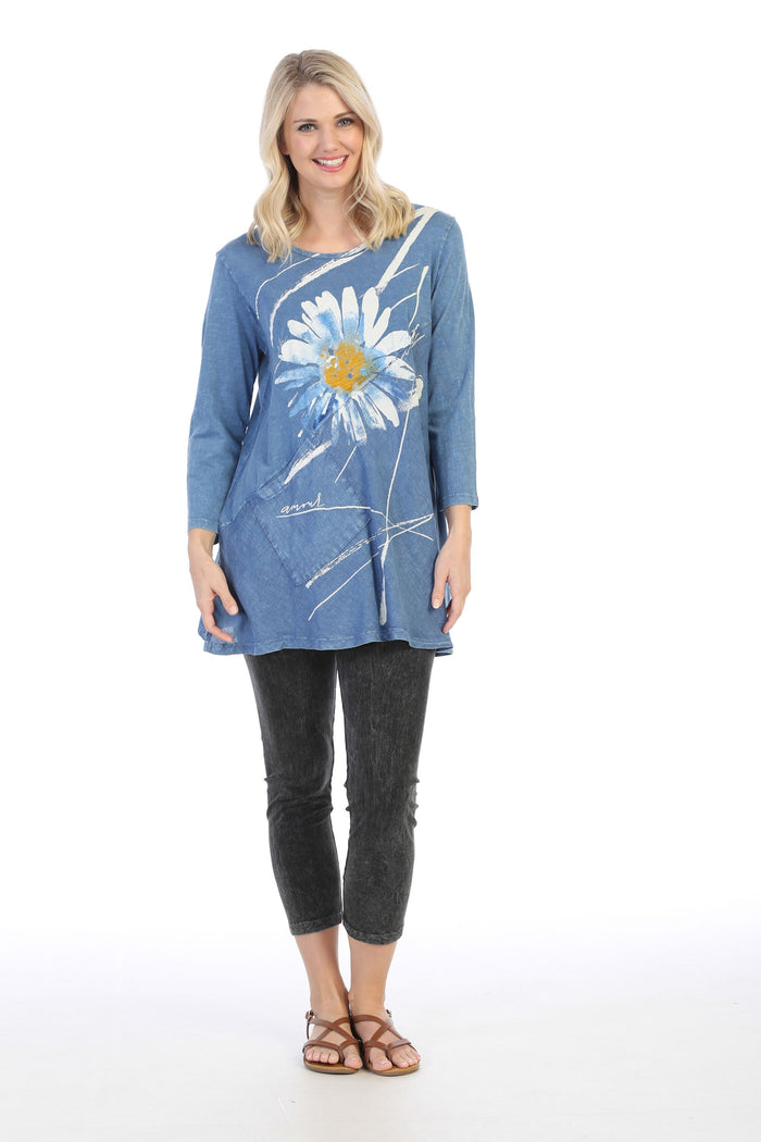 Jess & Jane Mineral Washed Cotton Tunic with Linen Contrast