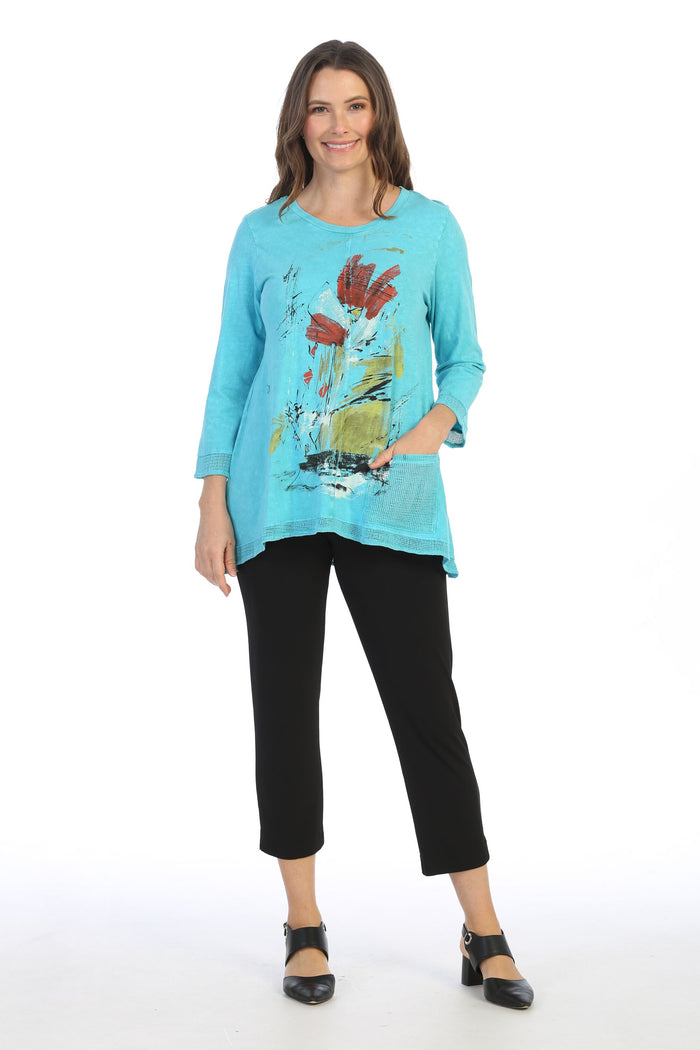 Jess & Jame Mineral Washed Mesh Contrast Cotton Top