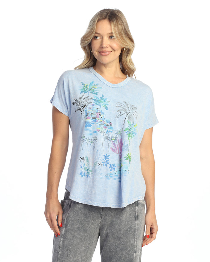 Jess & Jane Mineral Washed Cotton Short Sleeve Top