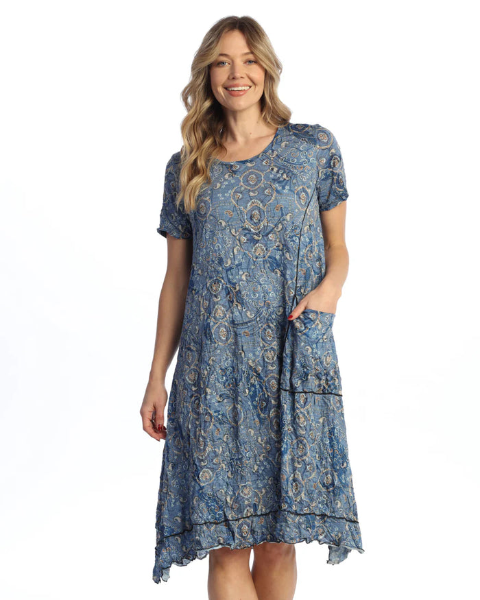 Jess & Jane Short Sleeve Crushed Pocket Dress