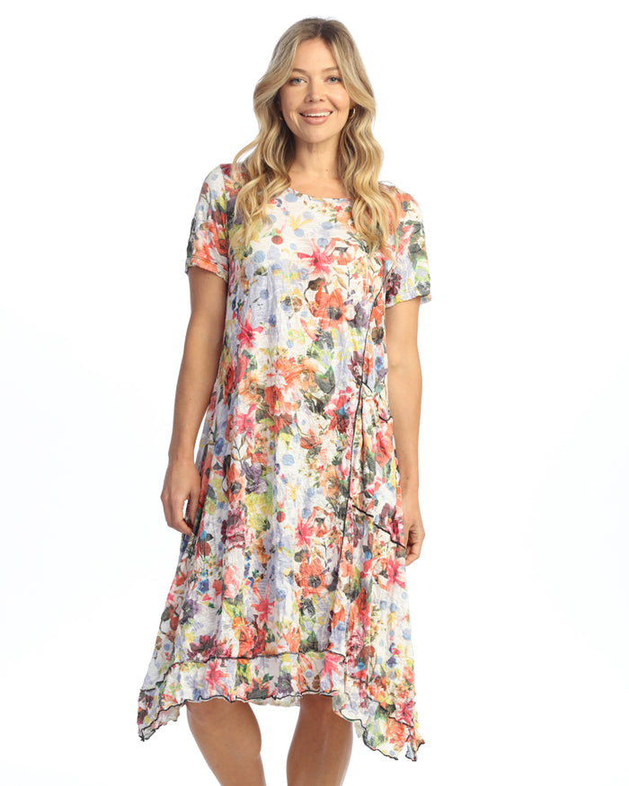 Jess & Jane Short Sleeve Crushed Pocket Dress