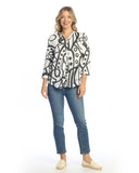 Cay Split Neck Button Front Top