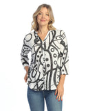 Cay Split Neck Button Front Top