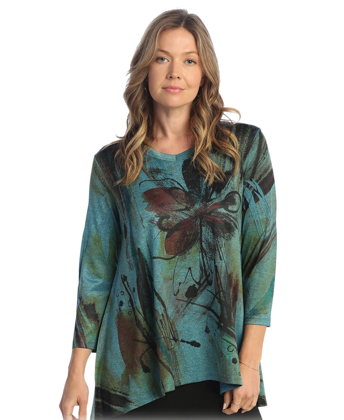 Jess & Jane Sola Slinky Knit High Low Tunic Top
