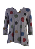 Dancing Dots Asymmetrical Slinky Knit Top
