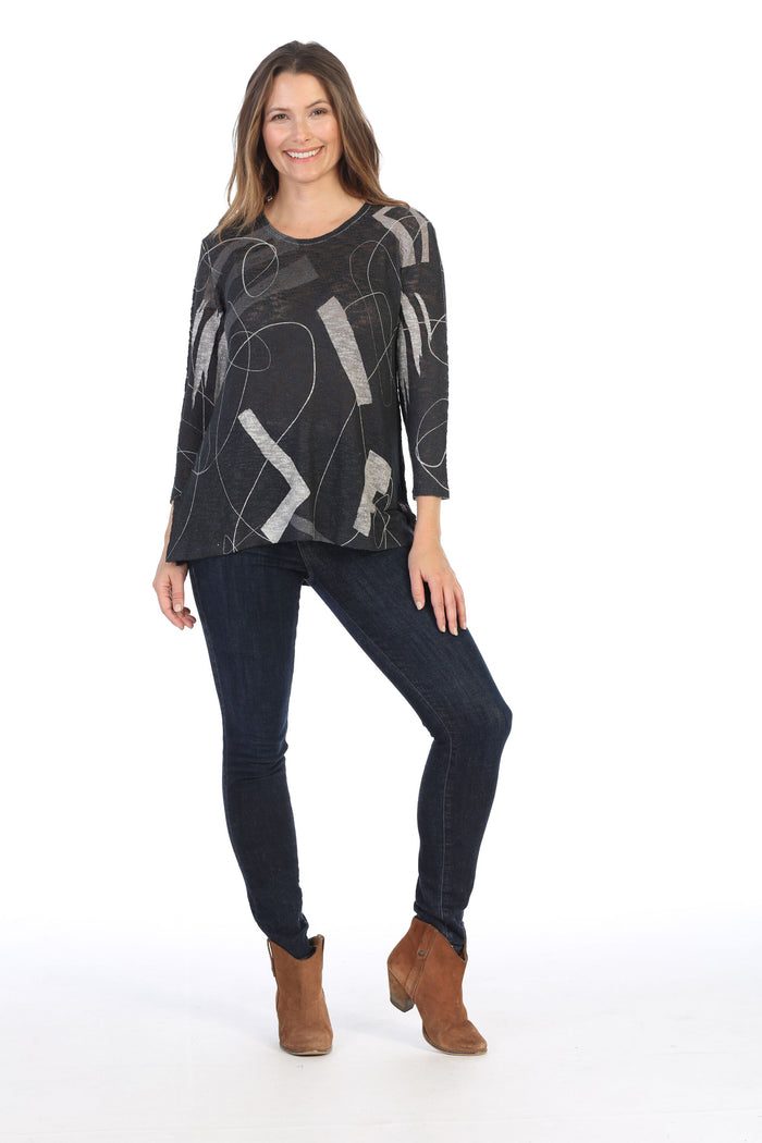 Jess & Jane Sweater Knit High Low Slit Side Top