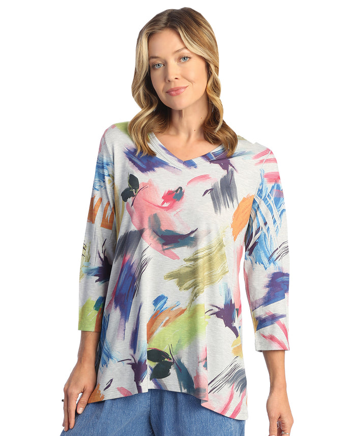 Jess & Jane Vernet V-Neck High Low Tunic Top