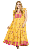 Floral Tiered Ruffle Midi Dress, Honey
