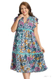 Floral Ric Rac Midi Dress, Jade