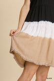 Dip Dye Color Block Dress, Black