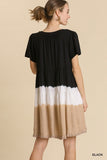 Dip Dye Color Block Dress, Black