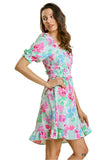 Ruffle & Smocked Floral Dress, Emerald