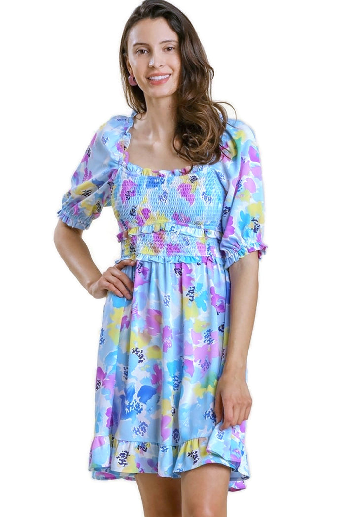 umgee usa Ruffled & smocked floral dress