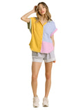 Color Block Gauze Top, Mango & Sky