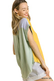 Color Block Gauze Top, Mango & Sky