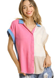 Umgee usa Color Block Gauze Top