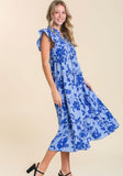 Floral Print Tiered Dress, Periwinkle