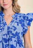 Floral Print Tiered Dress, Periwinkle
