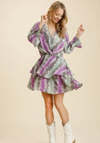 Umgee Tie Dye Ruffled Layered Dress