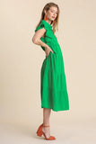 Tiered Ruffle Sleeve Midi Dress, Green